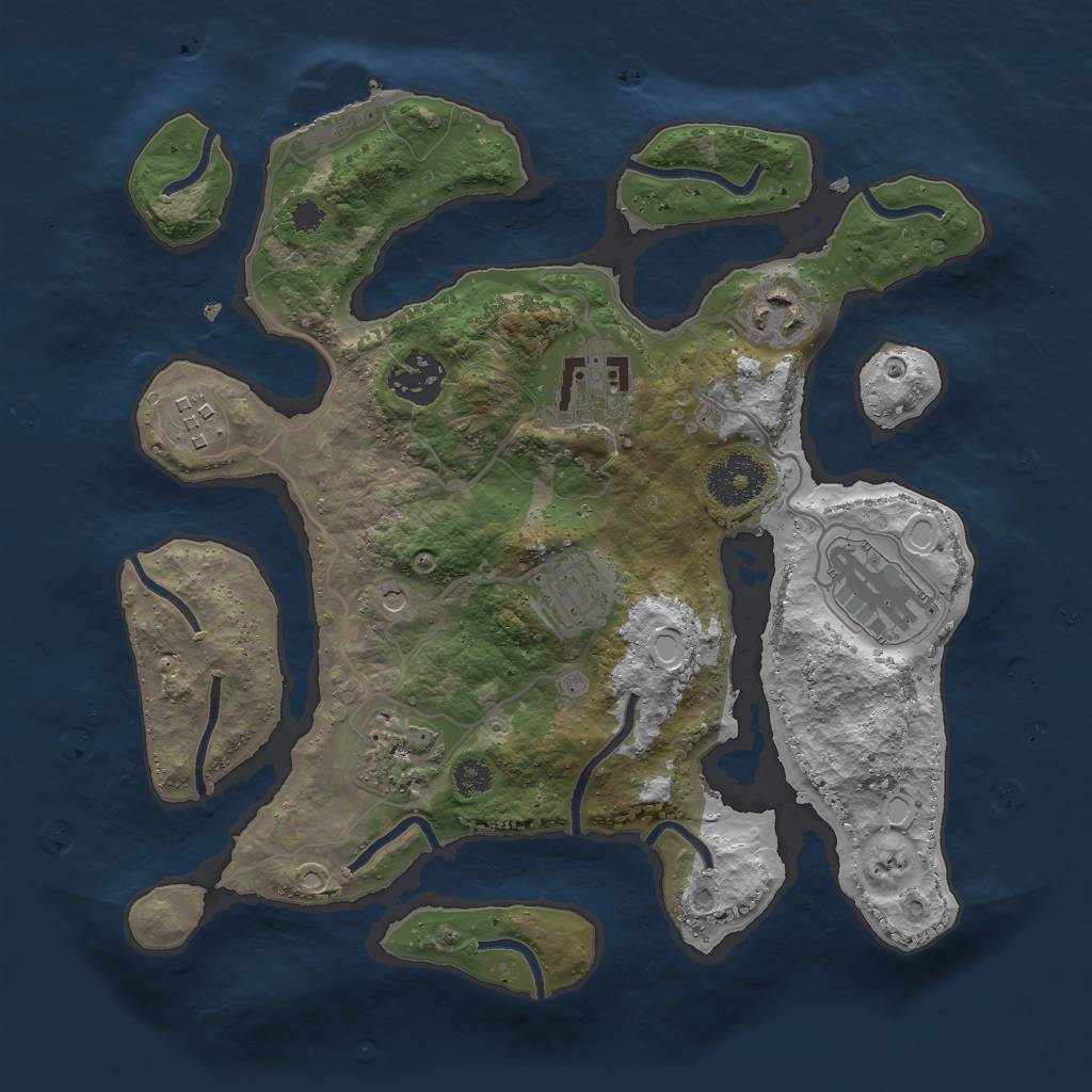 Rust Map: Procedural Map, Size: 3000, Seed: 416072635, 17 Monuments