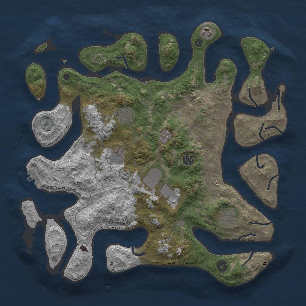 Rust Map: Procedural Map, Size: 4000, Seed: 375267499, 17 Monuments