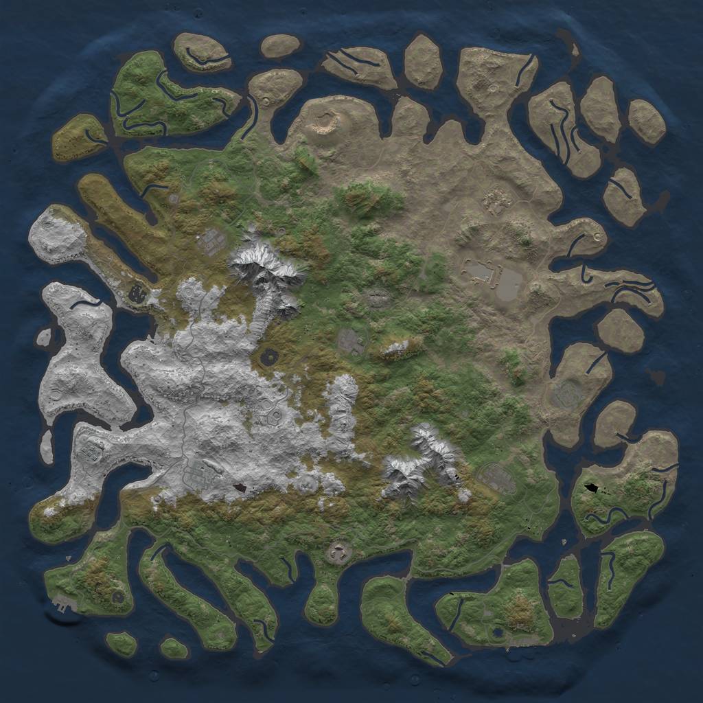 Rust Map: Procedural Map, Size: 6000, Seed: 58179553, 22 Monuments