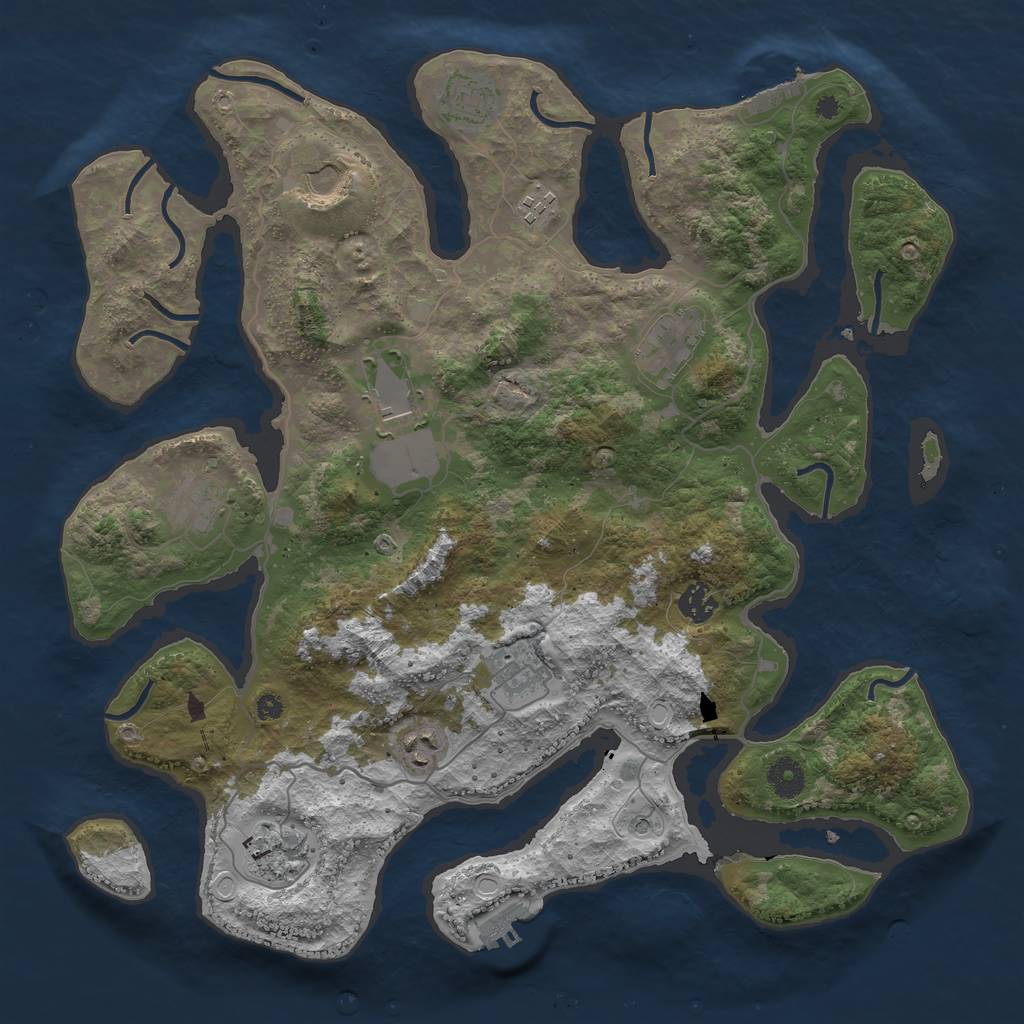 Rust Map: Procedural Map, Size: 4000, Seed: 833967, 21 Monuments