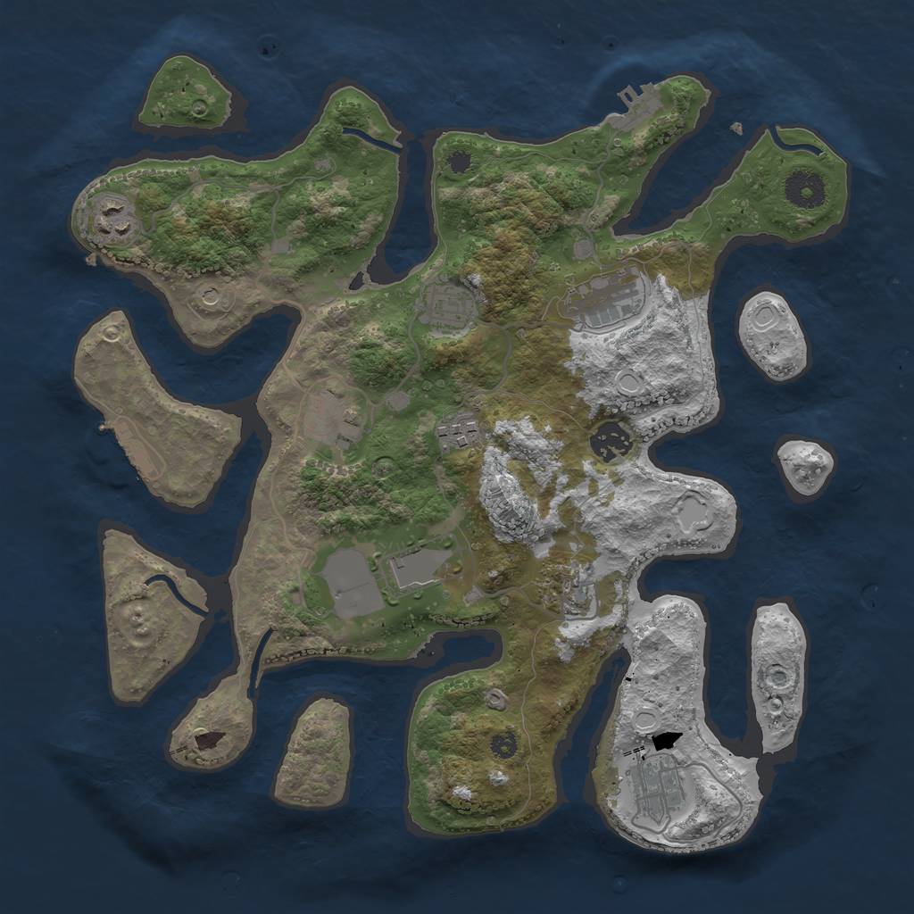 Rust Map: Procedural Map, Size: 3500, Seed: 1070243531, 20 Monuments