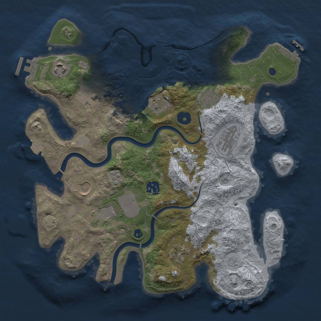 Rust Map: Procedural Map, Size: 3500, Seed: 1070243531, 16 Monuments
