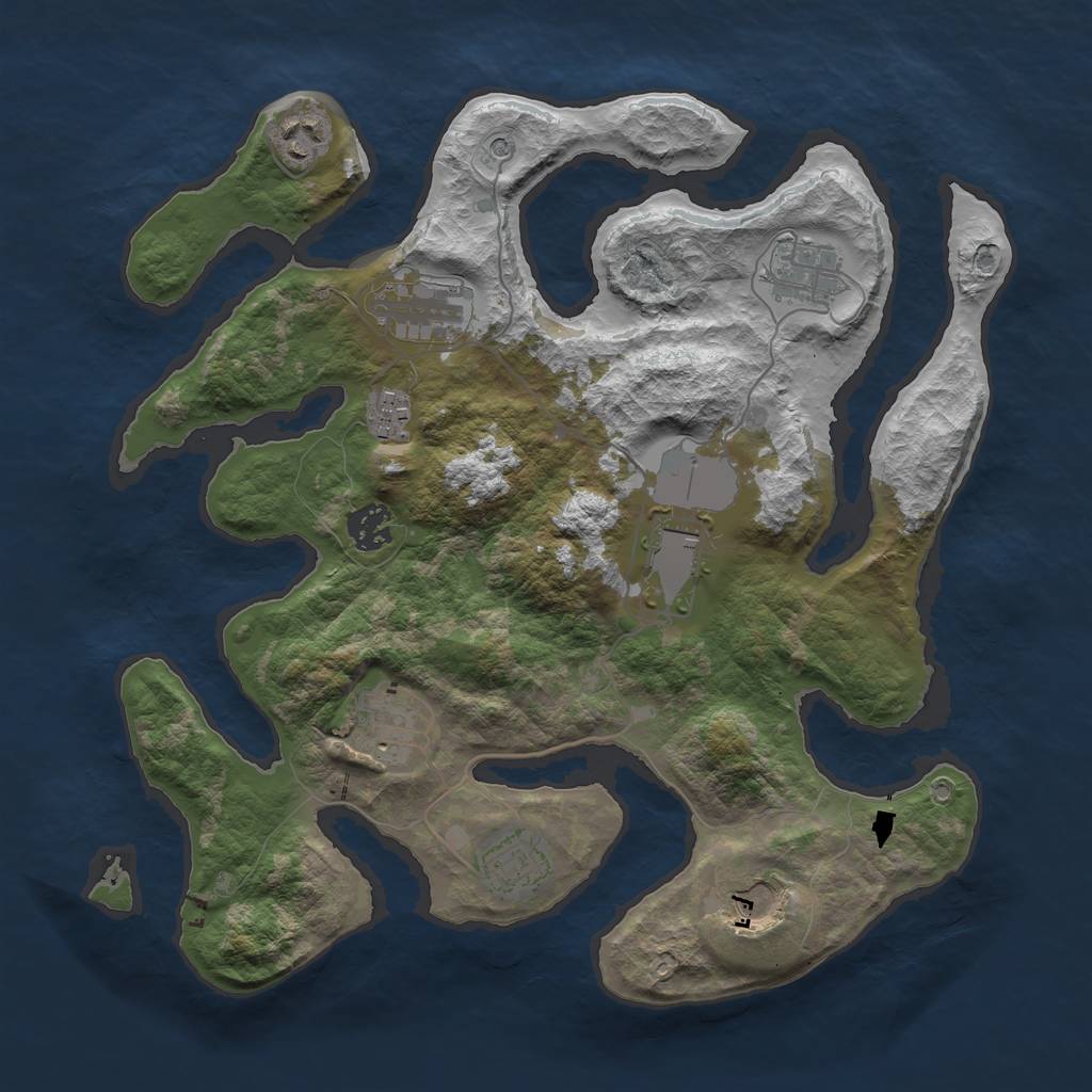 Rust Map: Barren, Size: 3500, Seed: 7902134, 12 Monuments