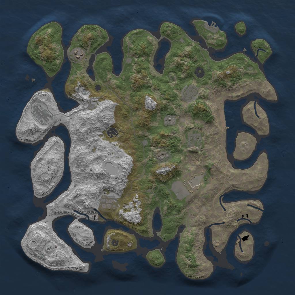 Rust Map: Procedural Map, Size: 4250, Seed: 719840619, 19 Monuments