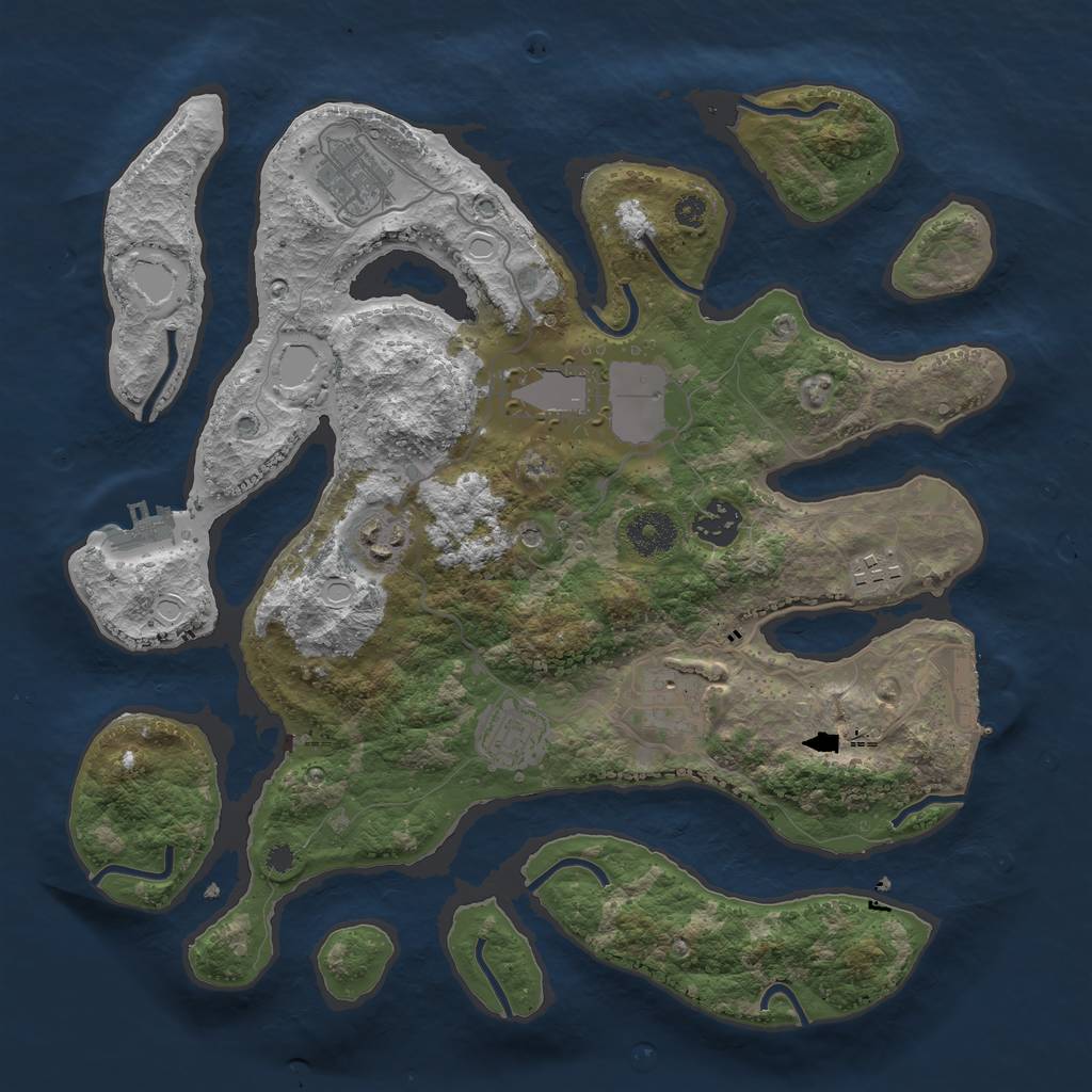 Rust Map: Procedural Map, Size: 3500, Seed: 4567238, 18 Monuments