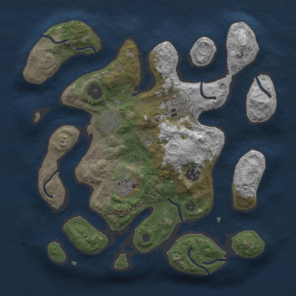 Rust Map: Procedural Map, Size: 3000, Seed: 1062774156, 13 Monuments