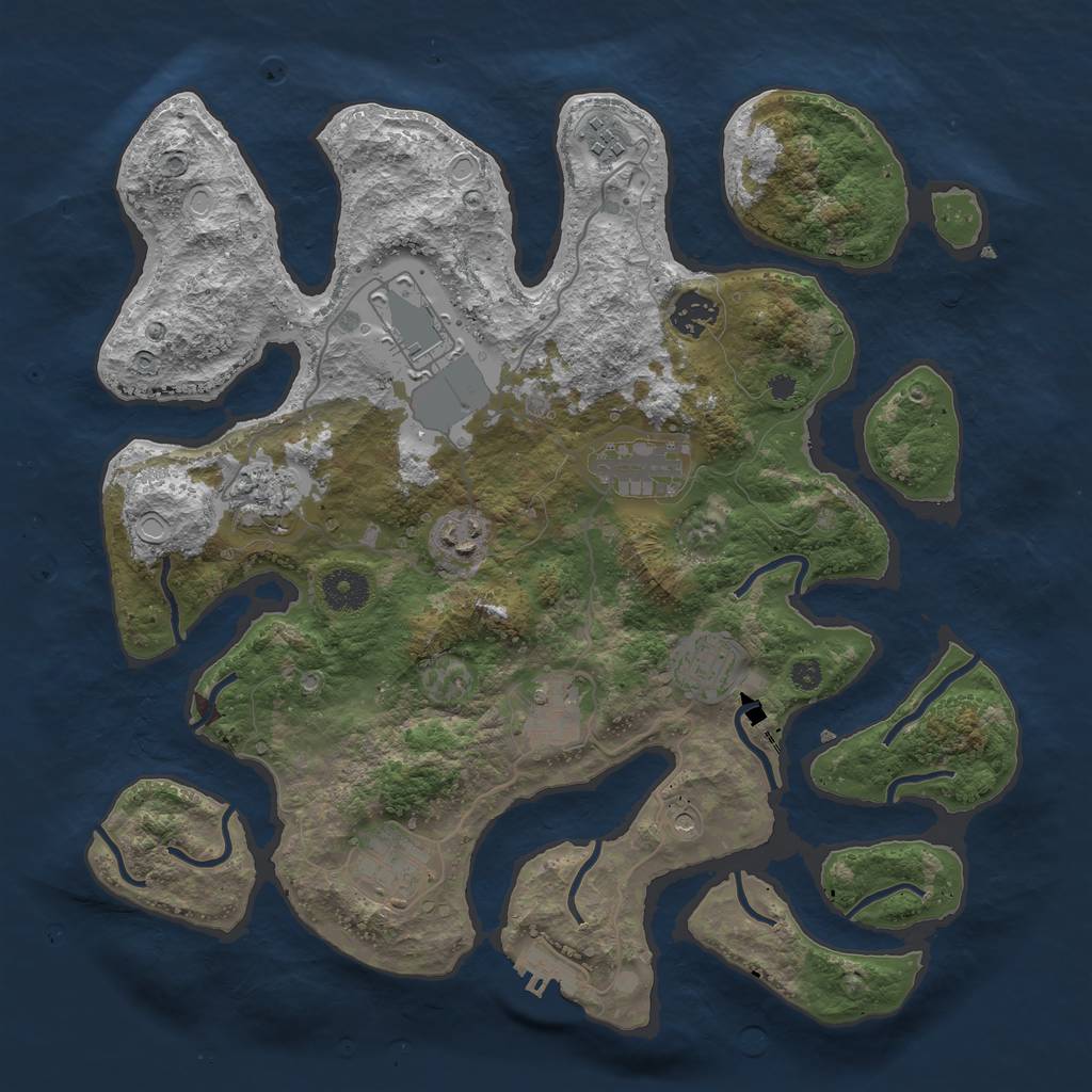 Rust Map: Procedural Map, Size: 3650, Seed: 1095002652, 19 Monuments