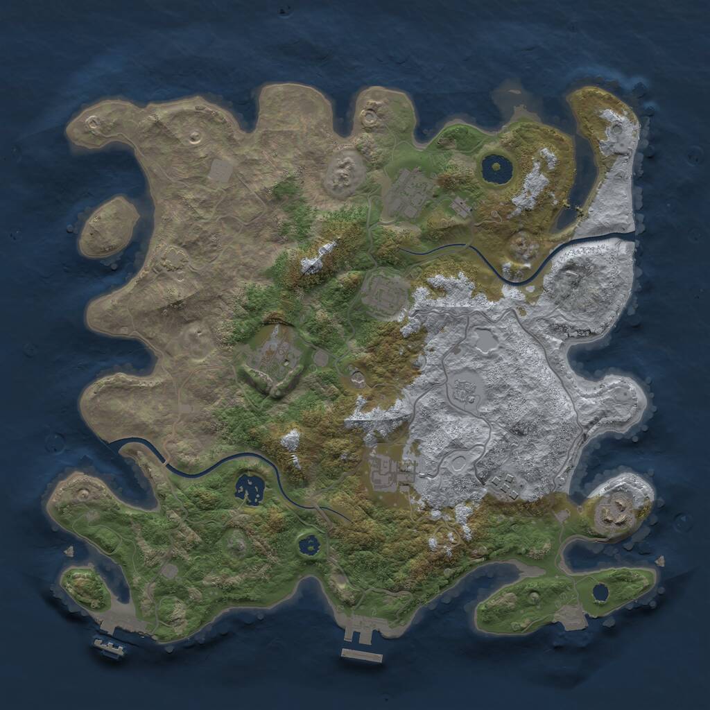 Rust Map: Procedural Map, Size: 3500, Seed: 580530023, 13 Monuments