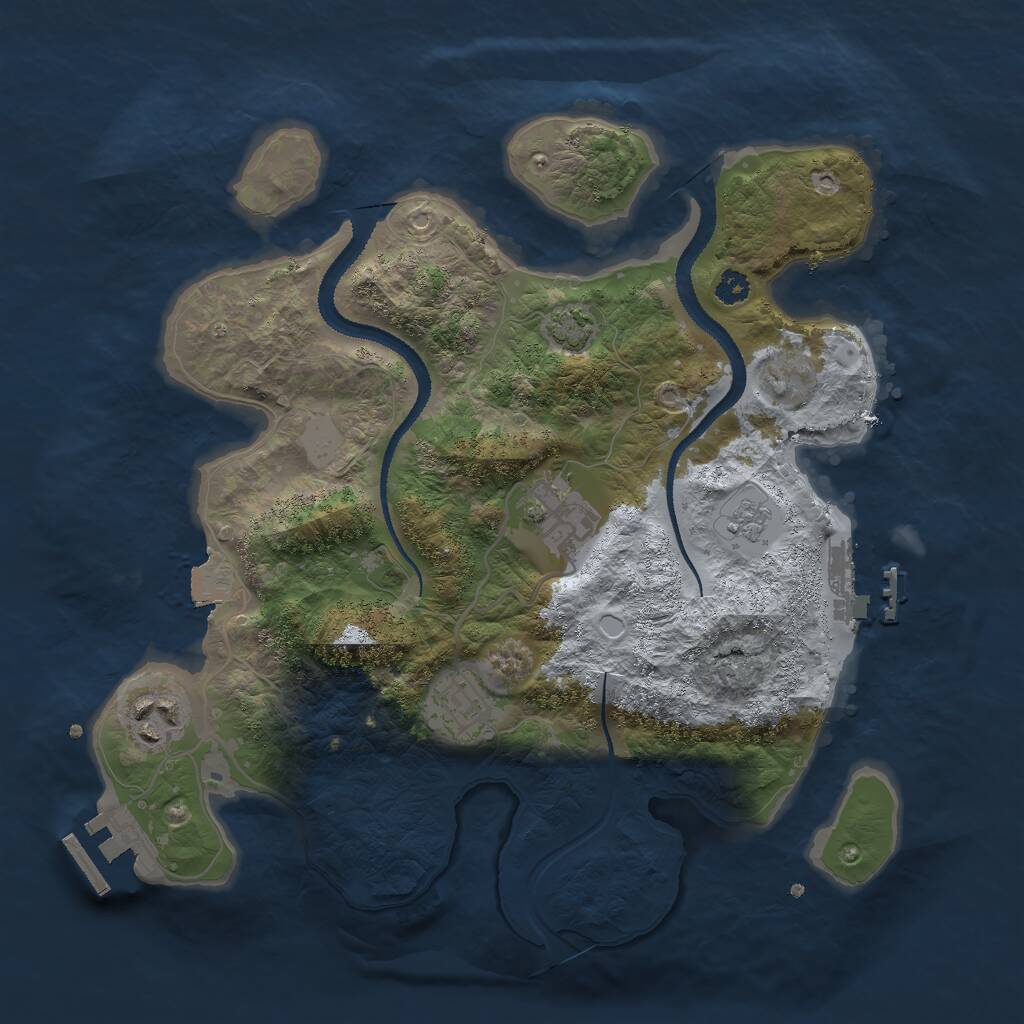 Rust Map: Procedural Map, Size: 3000, Seed: 14378, 8 Monuments