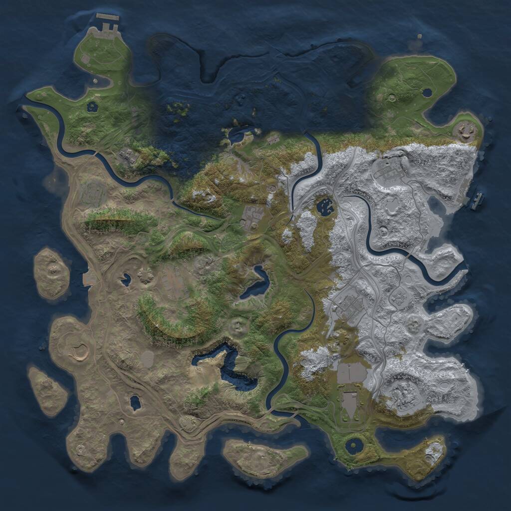 Rust Map: Procedural Map, Size: 4500, Seed: 1179678495, 17 Monuments