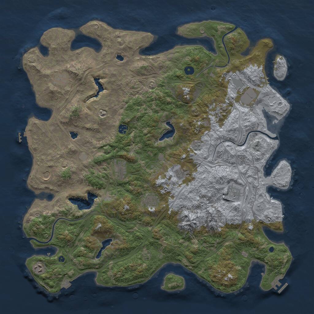 Rust Map: Procedural Map, Size: 5000, Seed: 1023241324, 17 Monuments