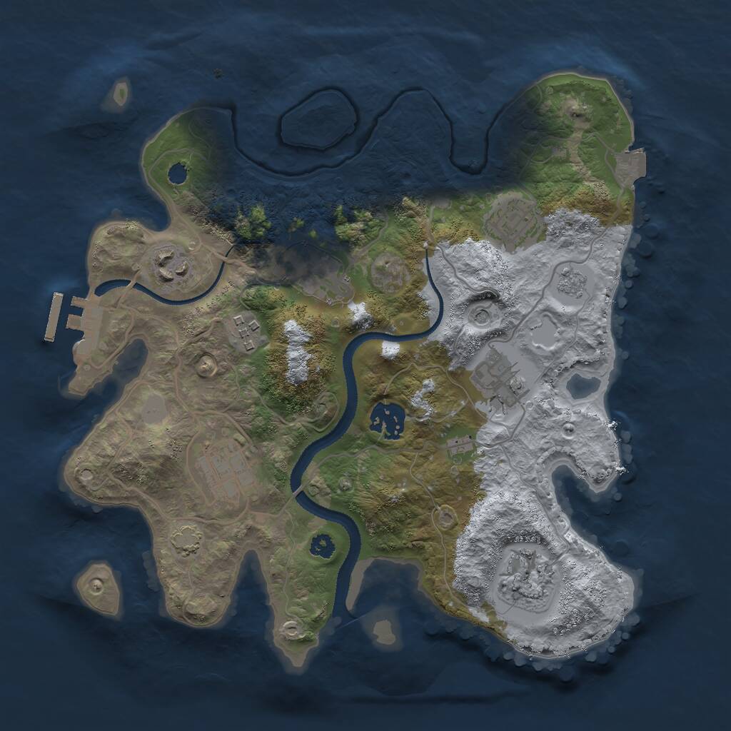 Rust Map: Procedural Map, Size: 3000, Seed: 1646144551, 13 Monuments