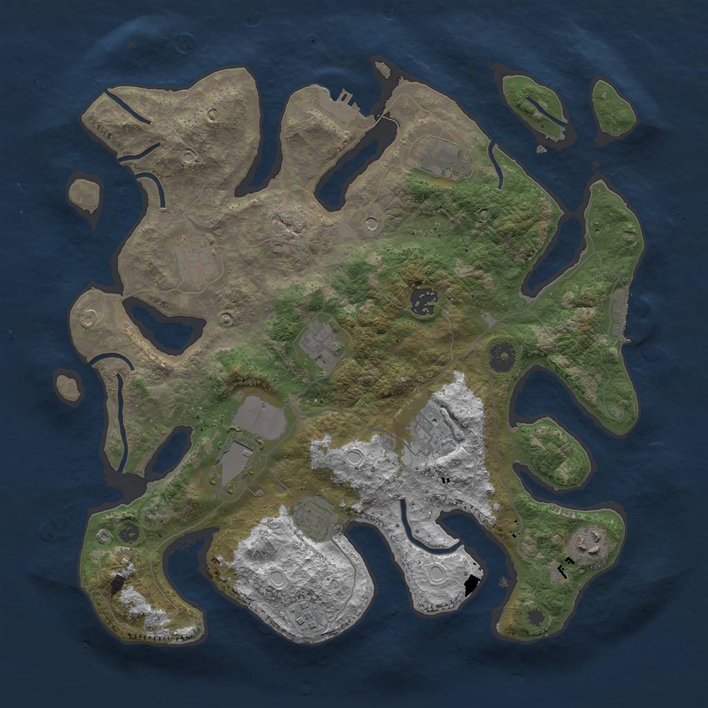 Rust Map: Procedural Map, Size: 3700, Seed: 918054448, 20 Monuments