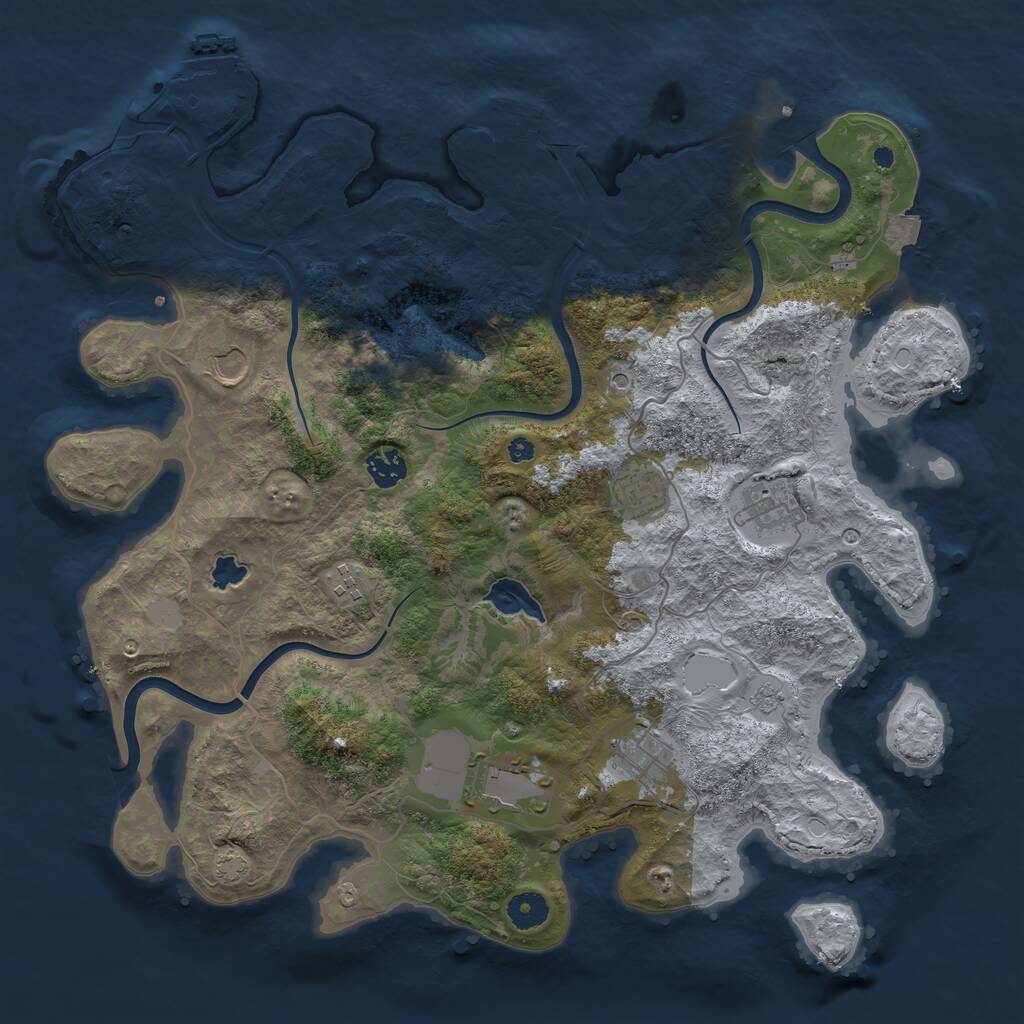 Rust Map: Procedural Map, Size: 4000, Seed: 1386727847, 13 Monuments