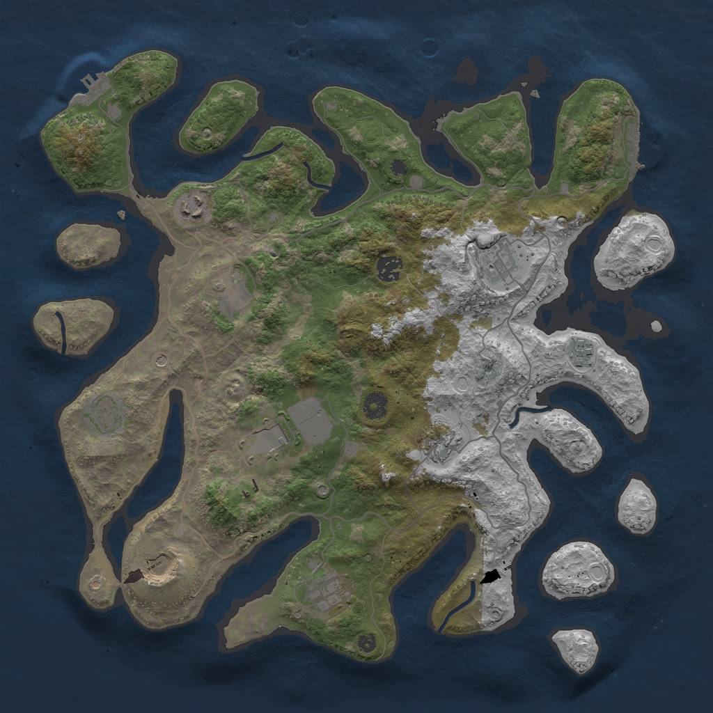 Rust Map: Procedural Map, Size: 4000, Seed: 1386727847, 21 Monuments