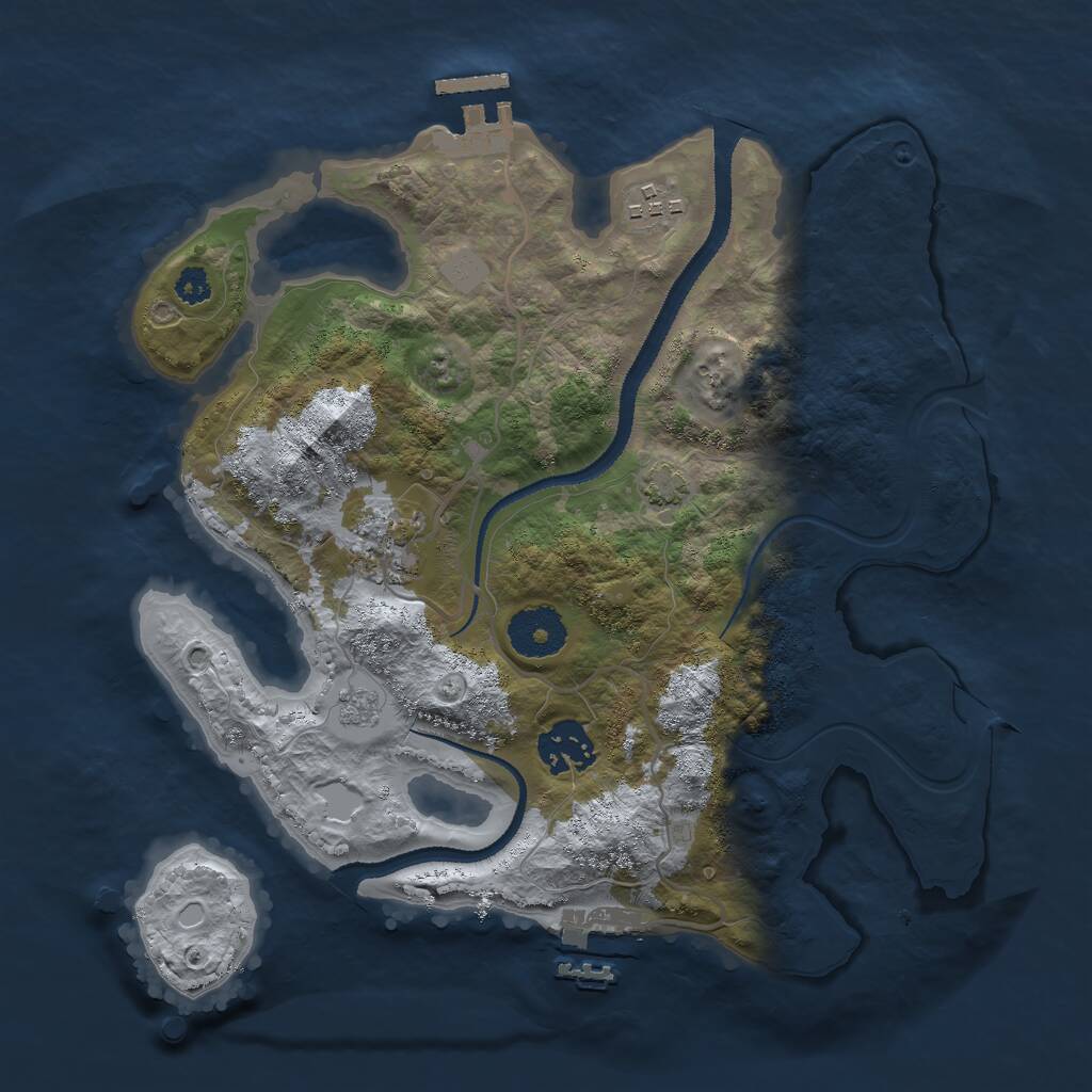Rust Map: Procedural Map, Size: 3000, Seed: 101, 8 Monuments