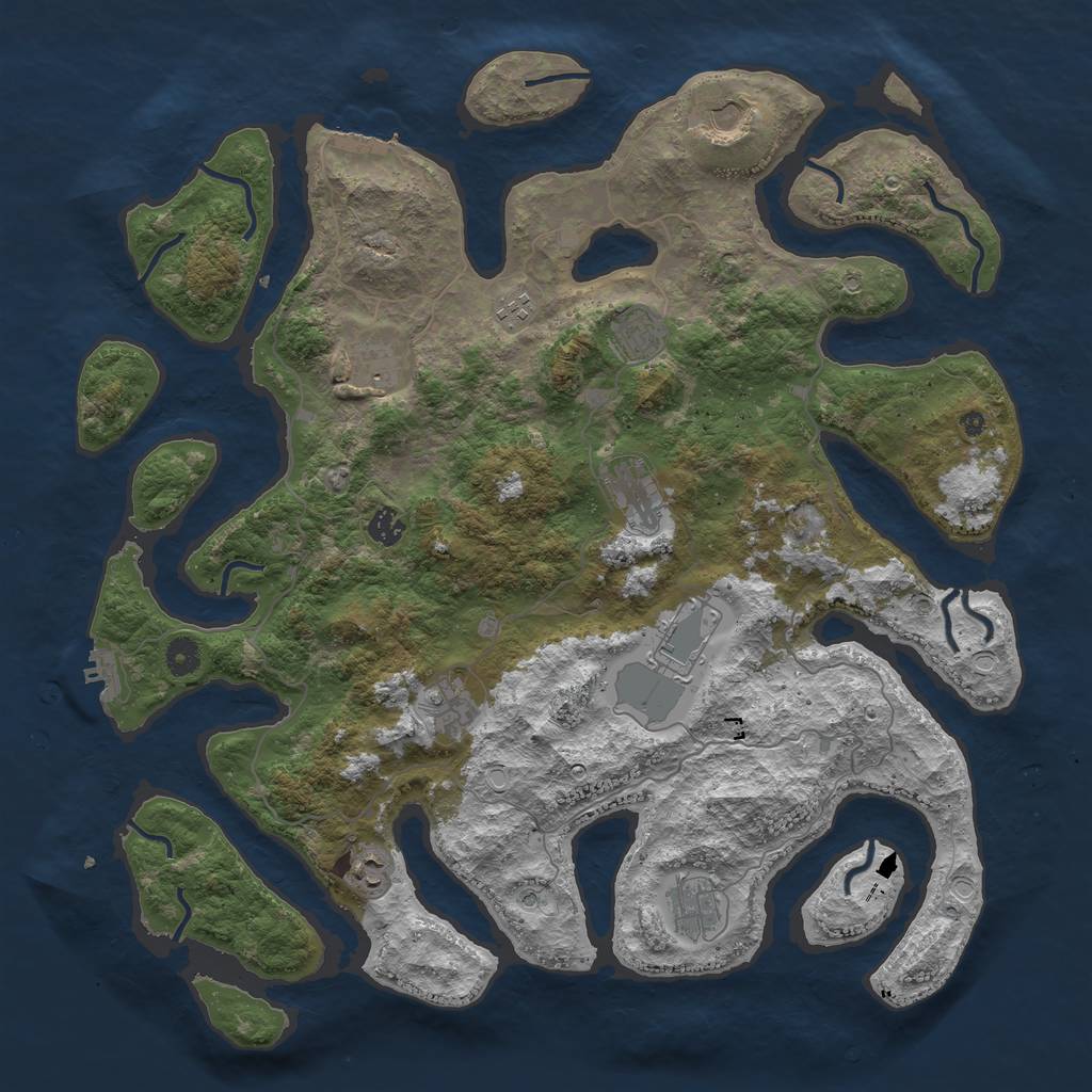 Rust Map: Procedural Map, Size: 4500, Seed: 510087080, 21 Monuments