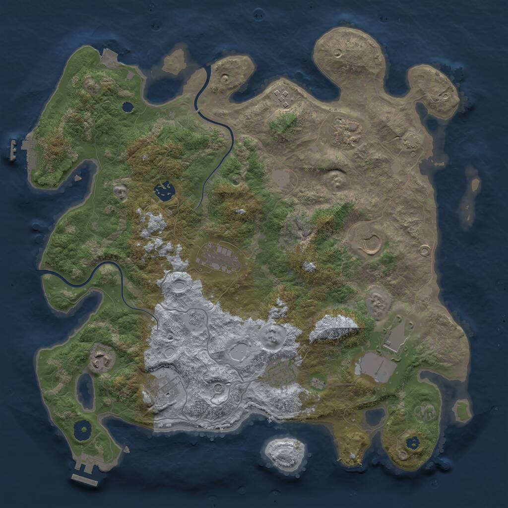 Rust Map: Procedural Map, Size: 3875, Seed: 436624091, 15 Monuments