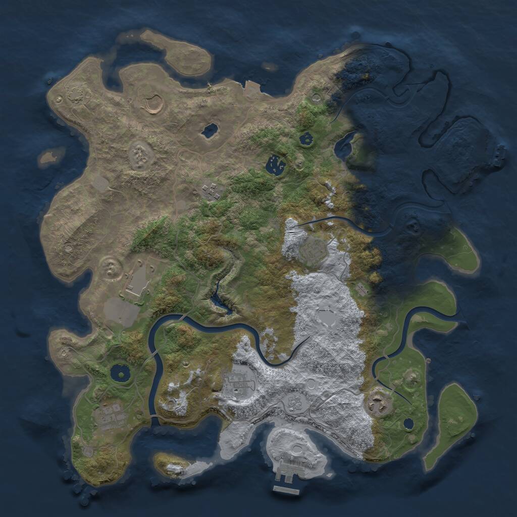 Rust Map: Procedural Map, Size: 4000, Seed: 1031726280, 14 Monuments