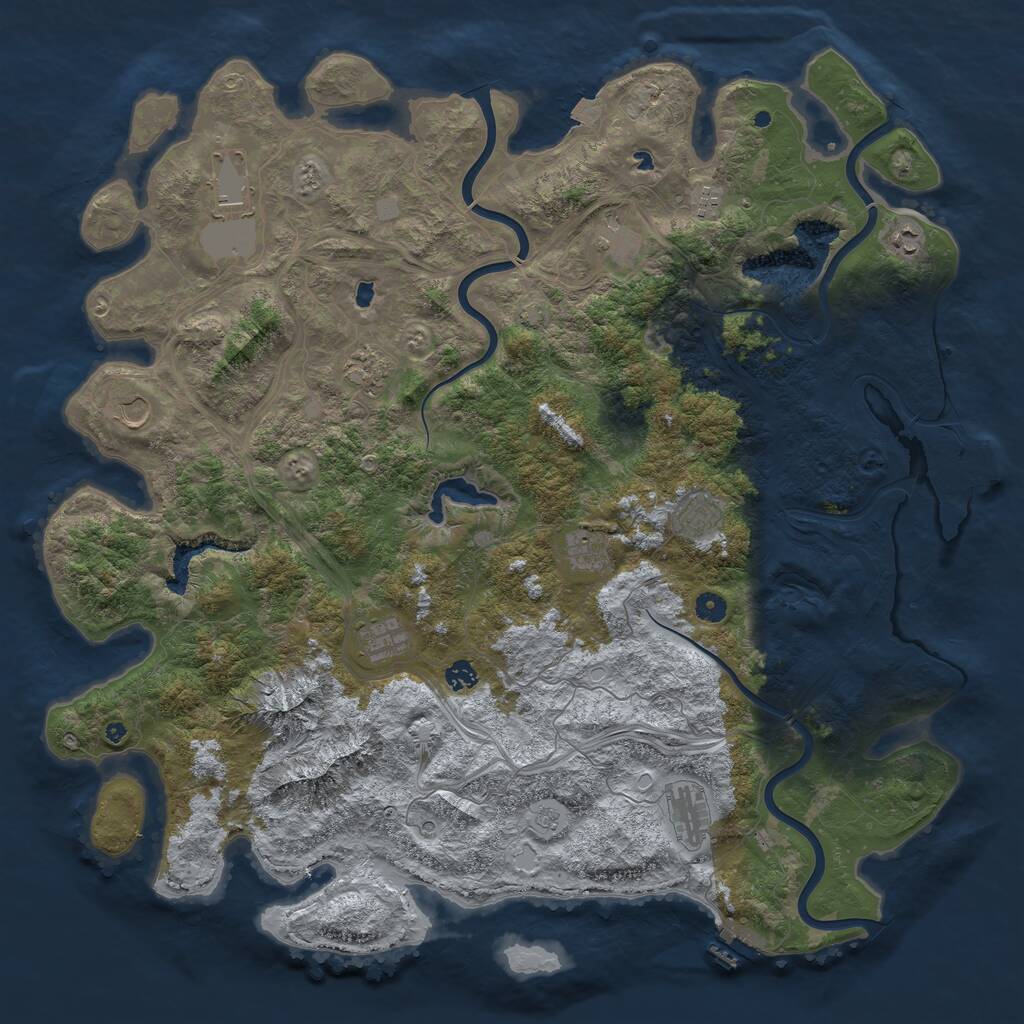 Rust Map: Procedural Map, Size: 5000, Seed: 21541, 17 Monuments