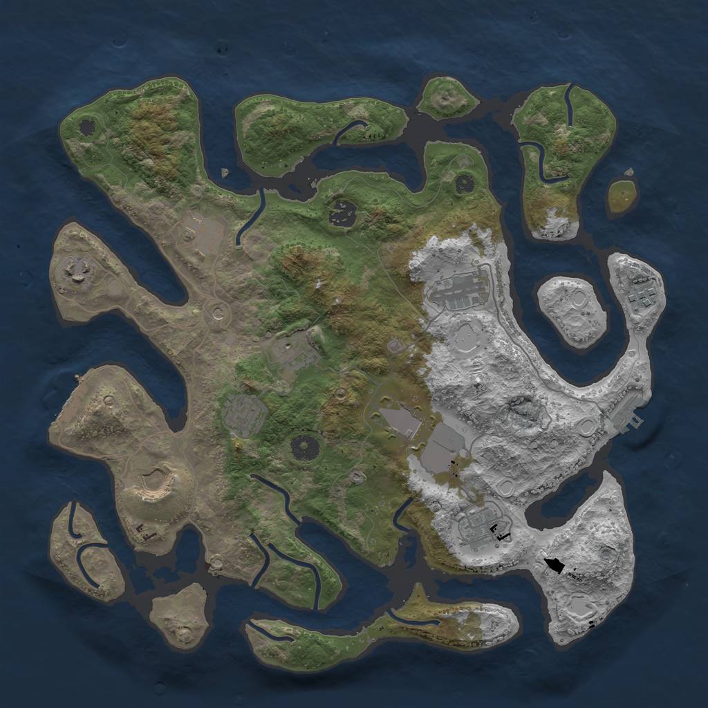 Rust Map: Procedural Map, Size: 3850, Seed: 1351845598, 21 Monuments