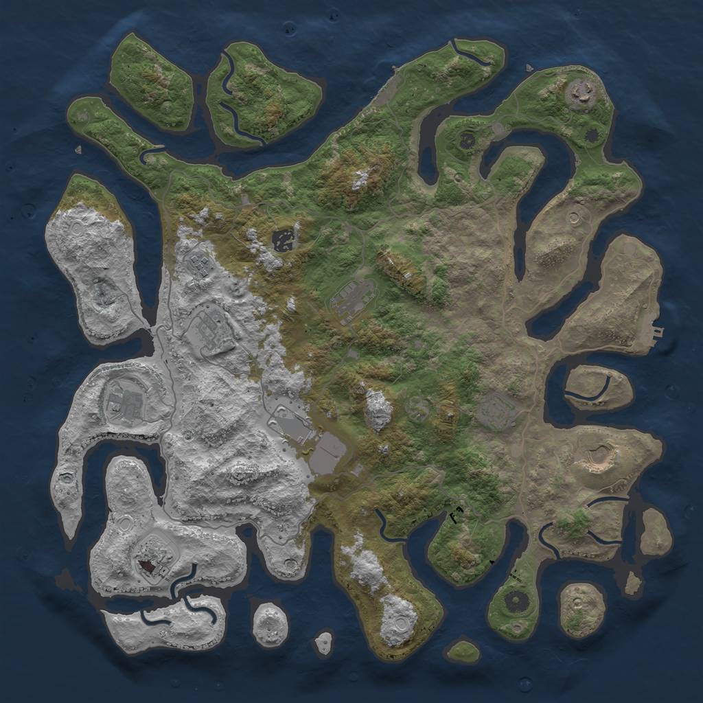 Rust Map: Procedural Map, Size: 4500, Seed: 60935276, 21 Monuments