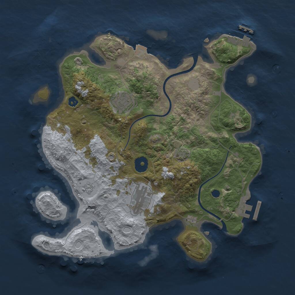 Rust Map: Procedural Map, Size: 3000, Seed: 1189829348, 7 Monuments