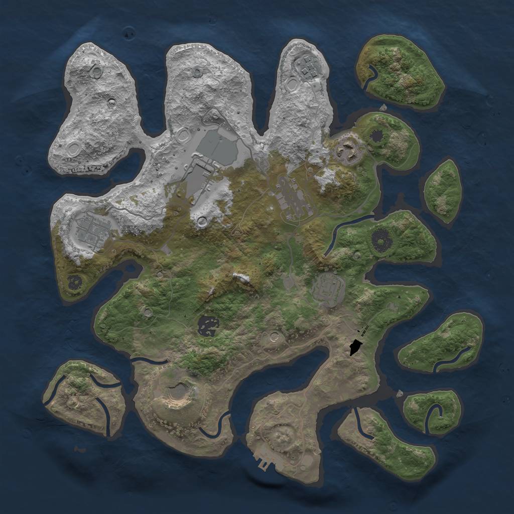 Rust Map: Procedural Map, Size: 3500, Seed: 1095002652, 18 Monuments