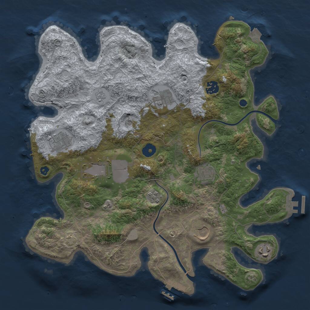 Rust Map: Procedural Map, Size: 3500, Seed: 1095002652, 14 Monuments