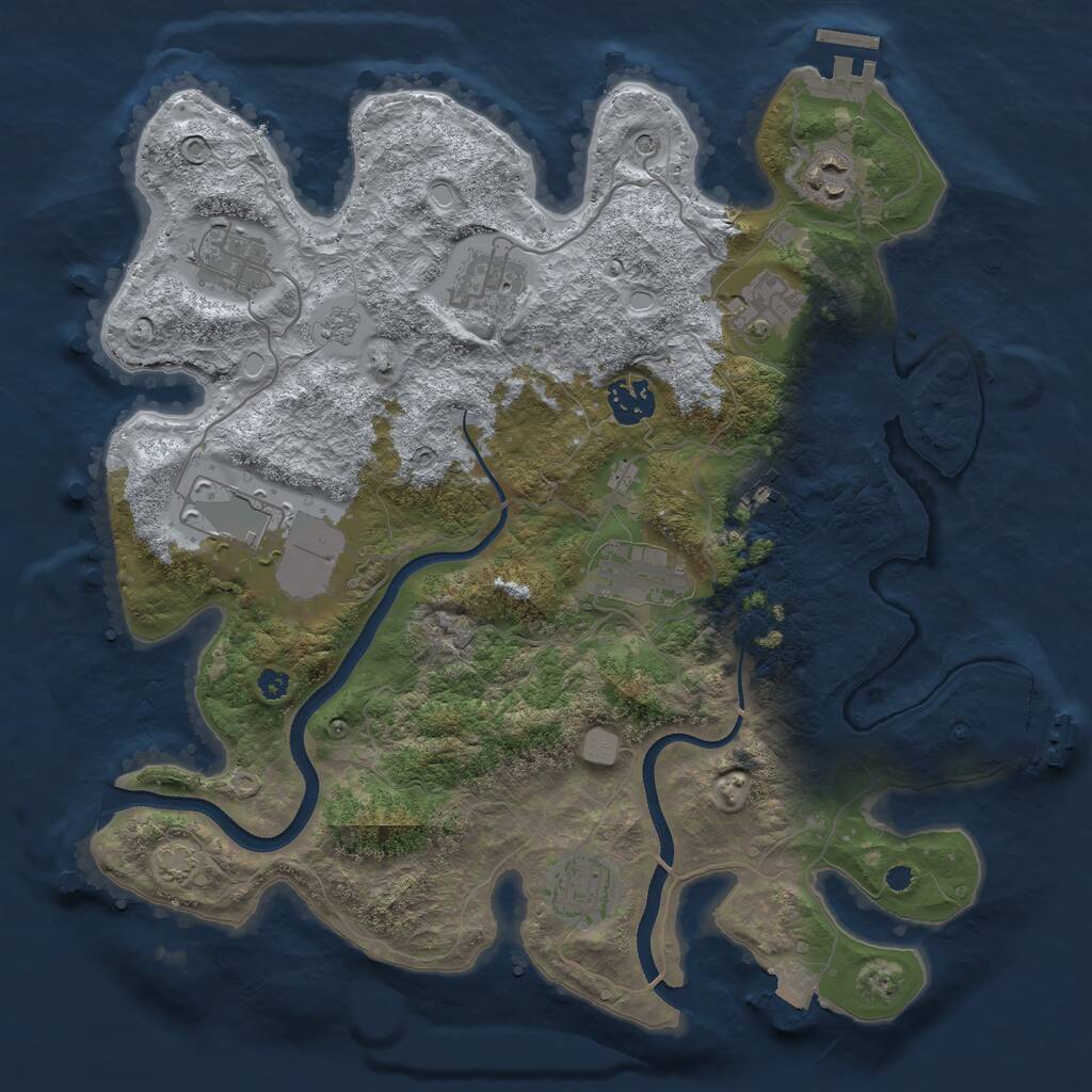 Rust Map: Procedural Map, Size: 3500, Seed: 1095002652, 15 Monuments