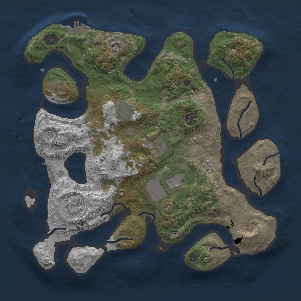 Rust Map: Procedural Map, Size: 3600, Seed: 537519967, 19 Monuments