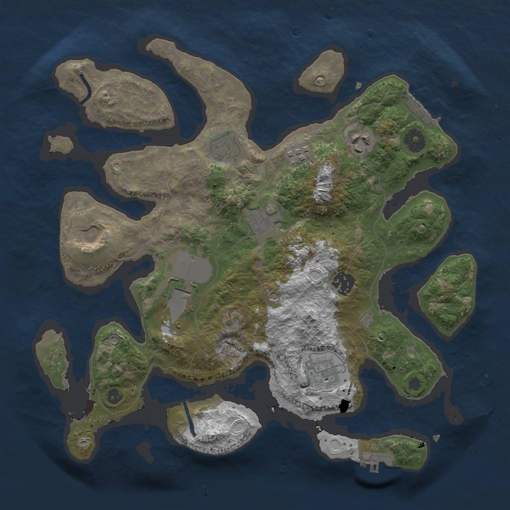 Rust Map: Procedural Map, Size: 3500, Seed: 141643757, 19 Monuments