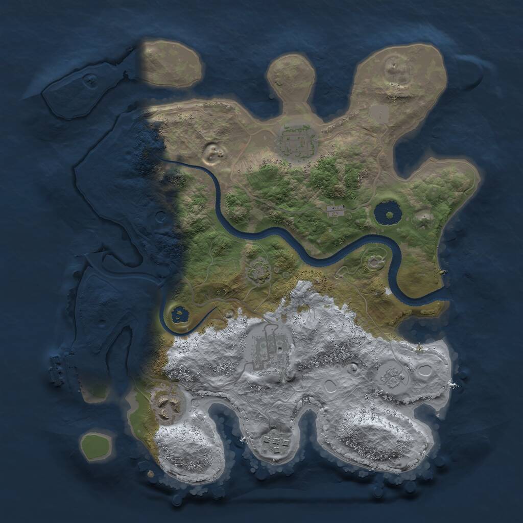 Rust Map: Procedural Map, Size: 3000, Seed: 120305233, 9 Monuments