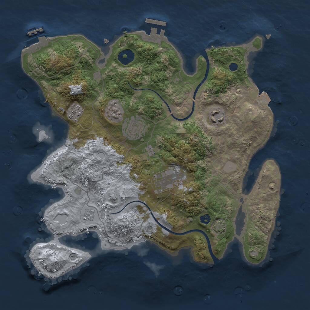 Rust Map: Procedural Map, Size: 3000, Seed: 45467, 9 Monuments