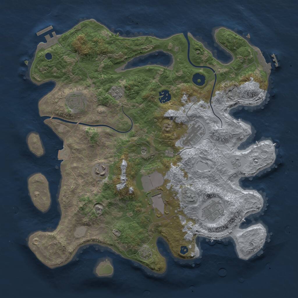 Rust Map: Procedural Map, Size: 3500, Seed: 566187009, 13 Monuments