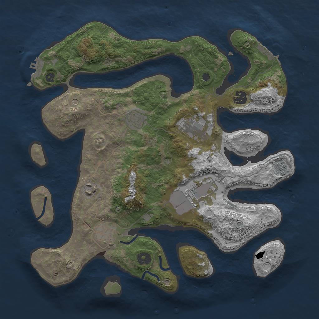 Rust Map: Procedural Map, Size: 3500, Seed: 566187009, 18 Monuments