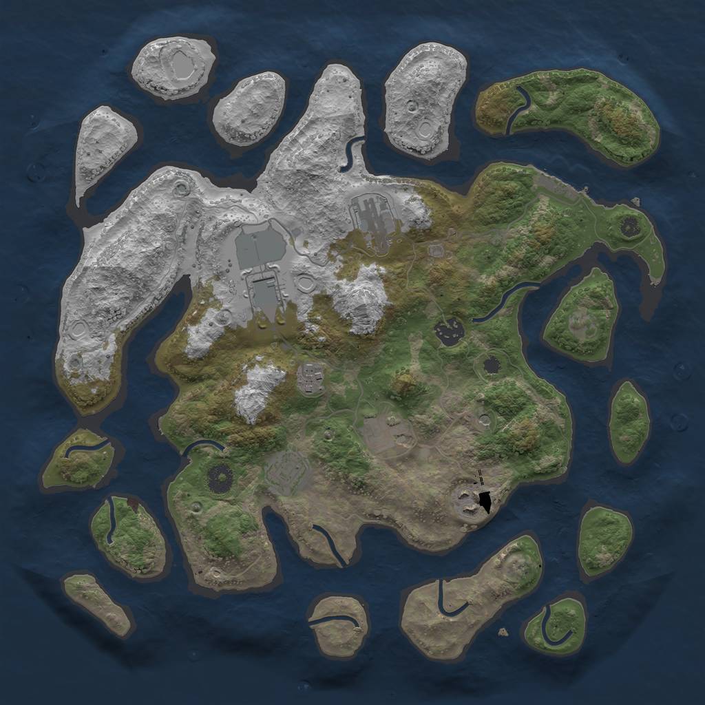 Rust Map: Procedural Map, Size: 3750, Seed: 93107190, 17 Monuments