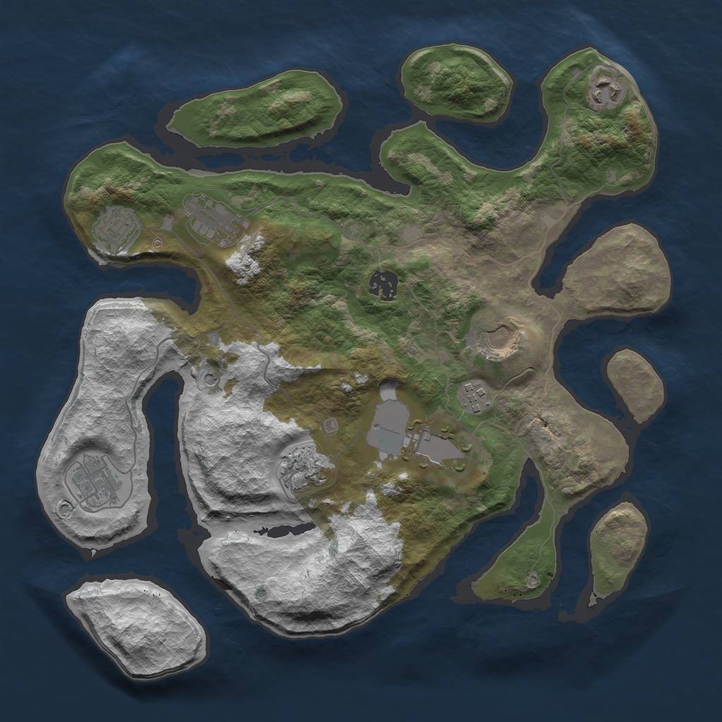 Rust Map: Barren, Size: 3600, Seed: 511015965, 12 Monuments