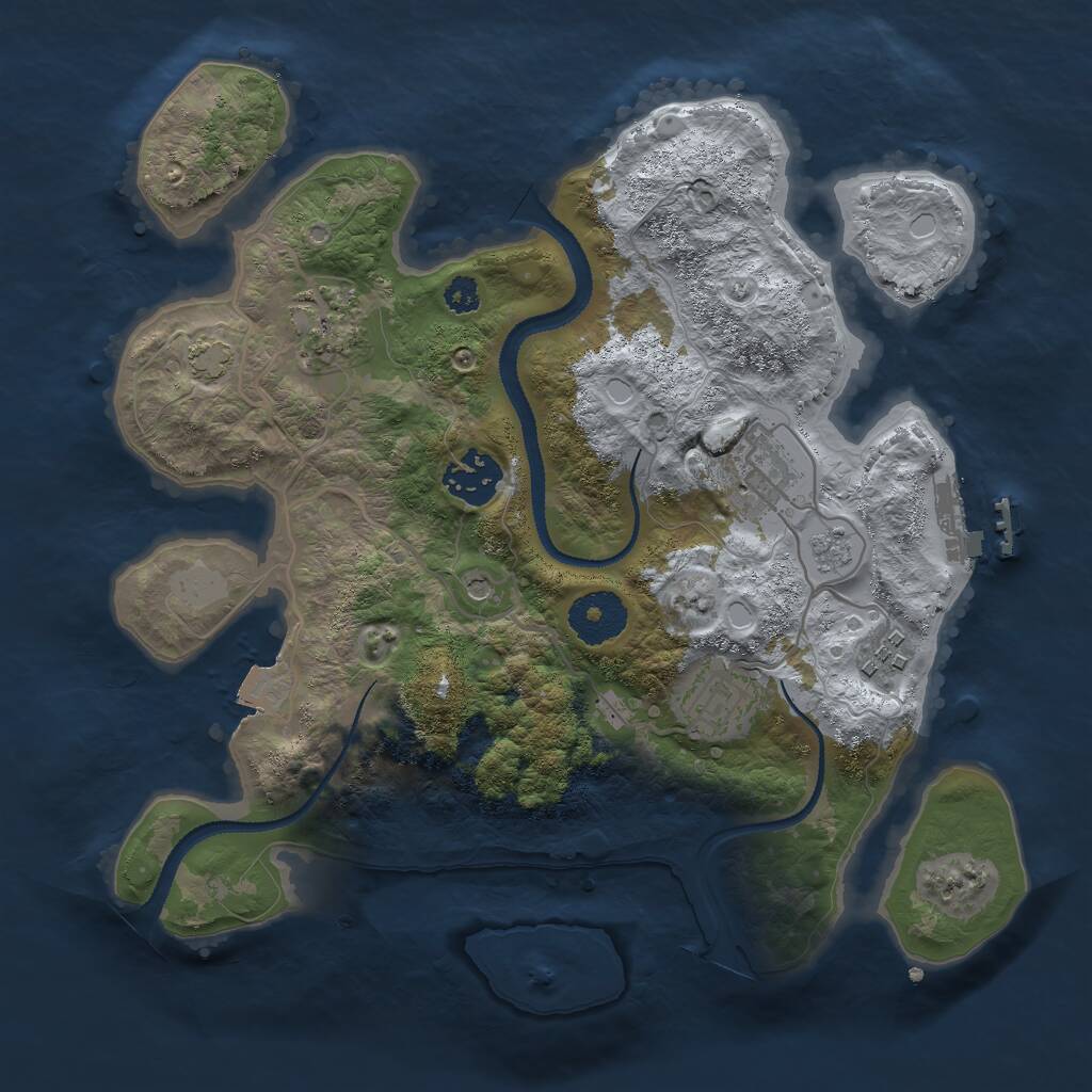 Rust Map: Procedural Map, Size: 3000, Seed: 13666777, 10 Monuments