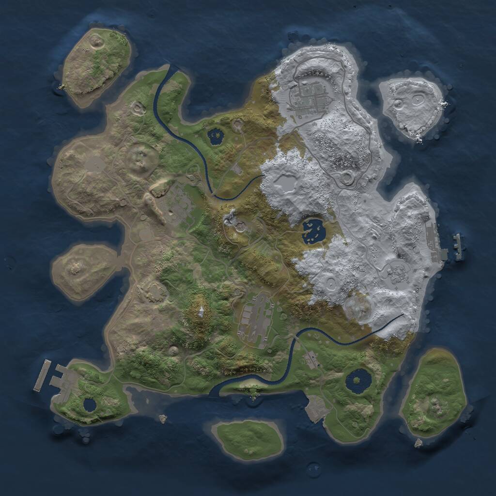 Rust Map: Procedural Map, Size: 3000, Seed: 13666777, 10 Monuments