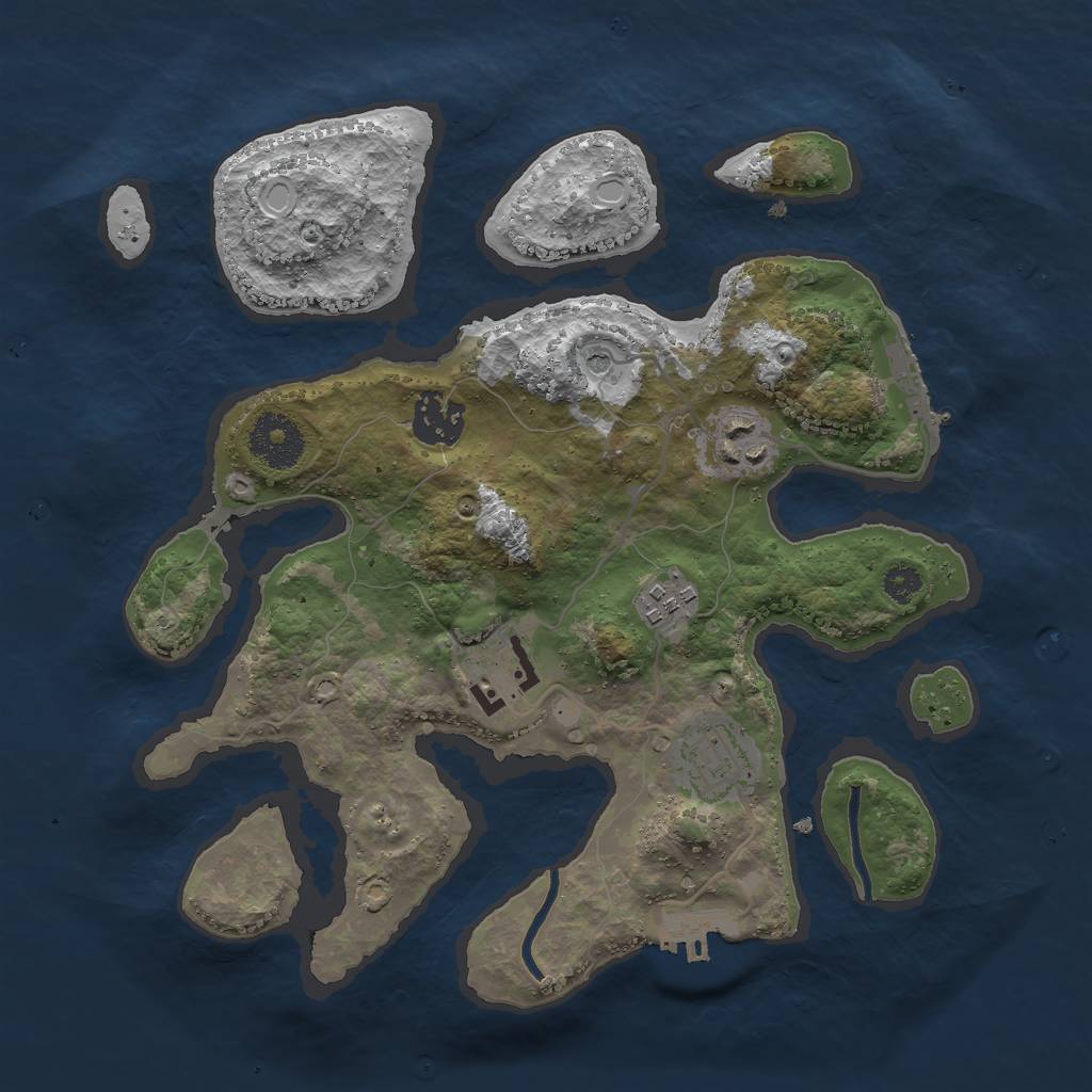 Rust Map: Procedural Map, Size: 3000, Seed: 1381, 16 Monuments