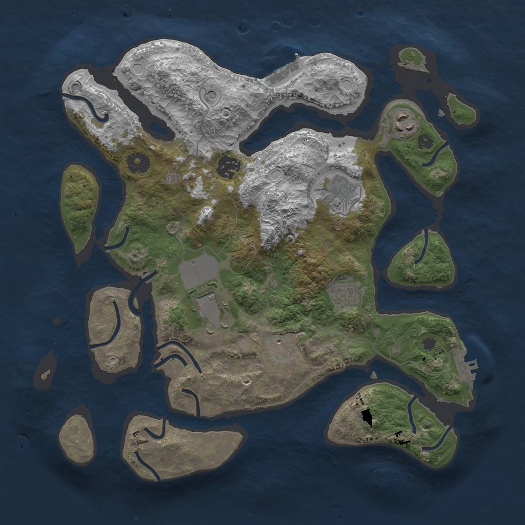 Rust Map: Procedural Map, Size: 3500, Seed: 42605924, 17 Monuments