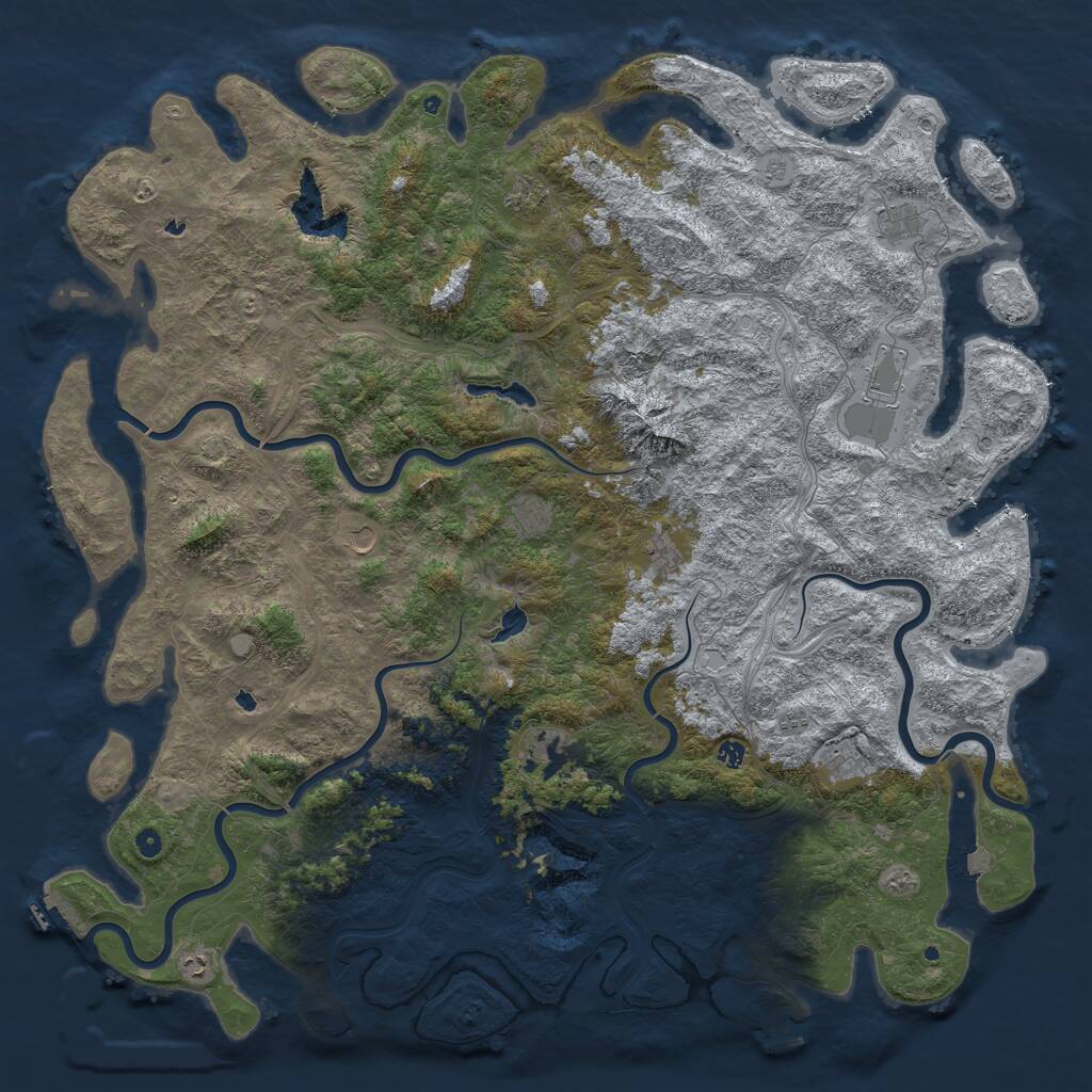 Rust Map: Procedural Map, Size: 6000, Seed: 1030121603, 17 Monuments