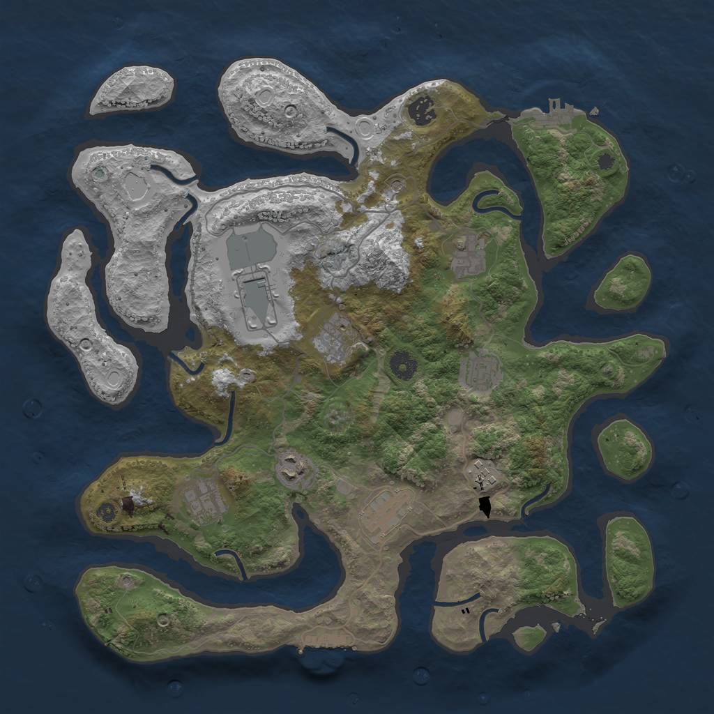 Rust Map: Procedural Map, Size: 3850, Seed: 1264621473, 20 Monuments