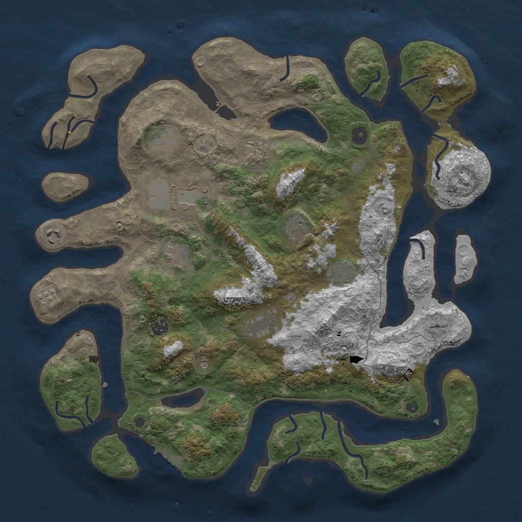 Rust Map: Procedural Map, Size: 4500, Seed: 1524263143, 20 Monuments