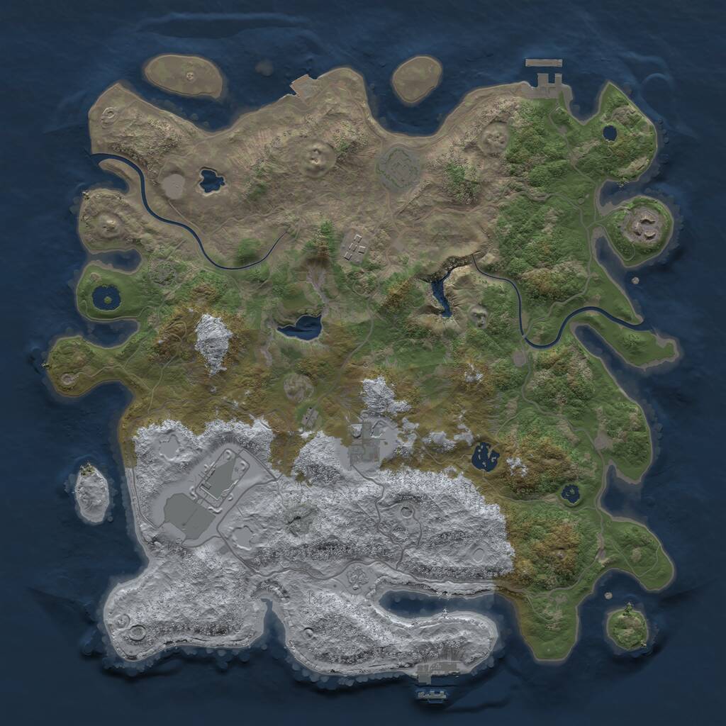 Rust Map: Procedural Map, Size: 4000, Seed: 62750, 12 Monuments
