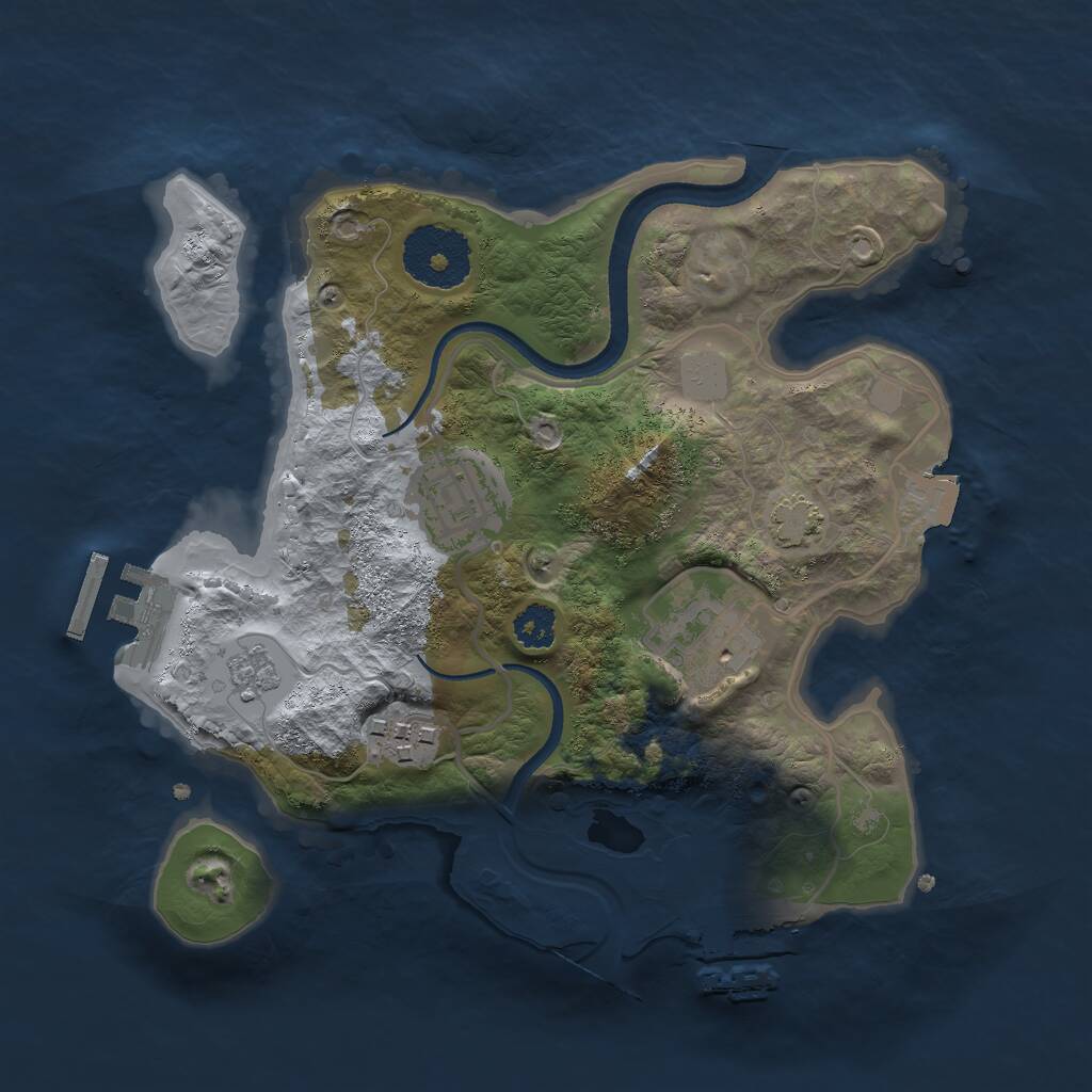 Rust Map: Procedural Map, Size: 2500, Seed: 76886022, 8 Monuments