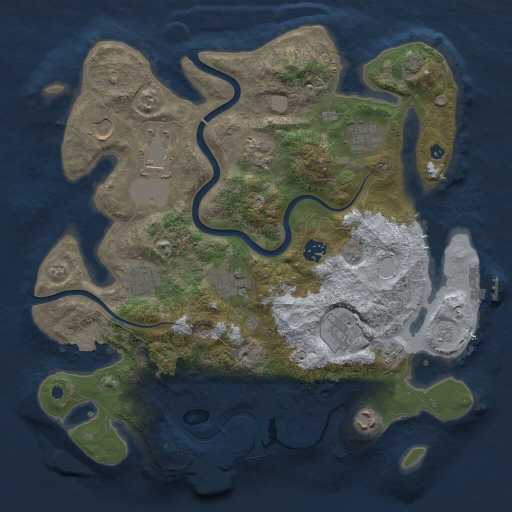 Rust Map: Procedural Map, Size: 3500, Seed: 1576713519, 16 Monuments