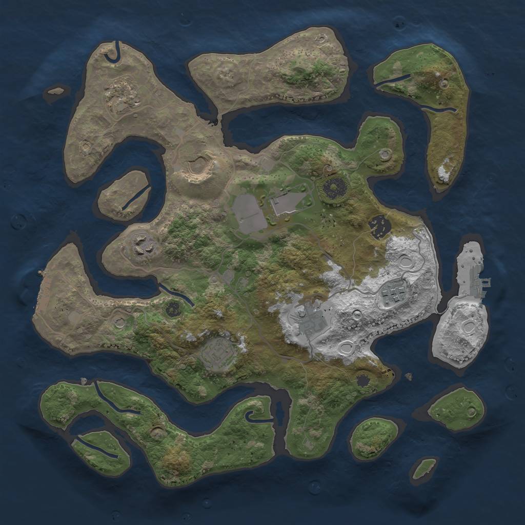 Rust Map: Procedural Map, Size: 3500, Seed: 1576713519, 19 Monuments