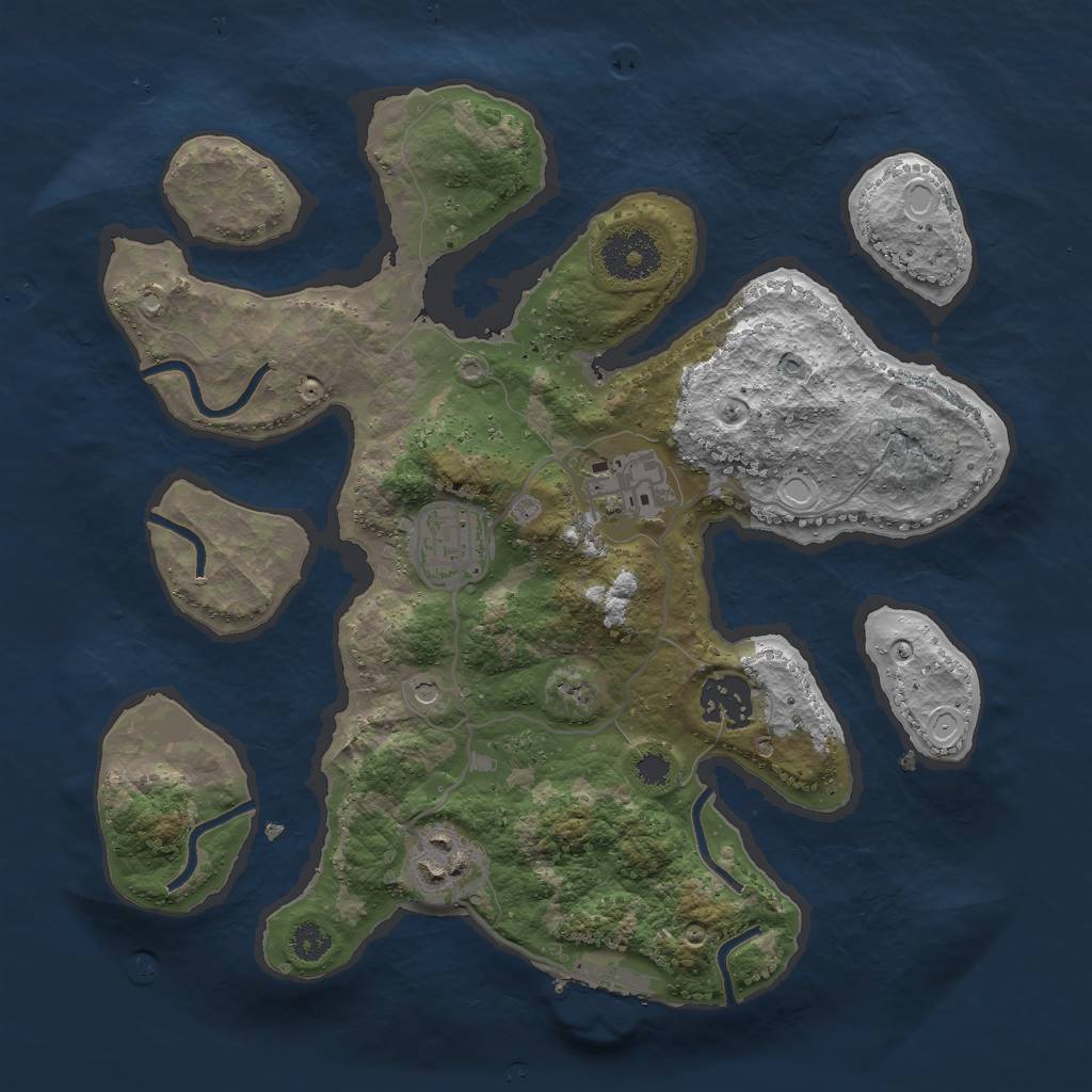 Rust Map: Procedural Map, Size: 3000, Seed: 1345998307, 14 Monuments